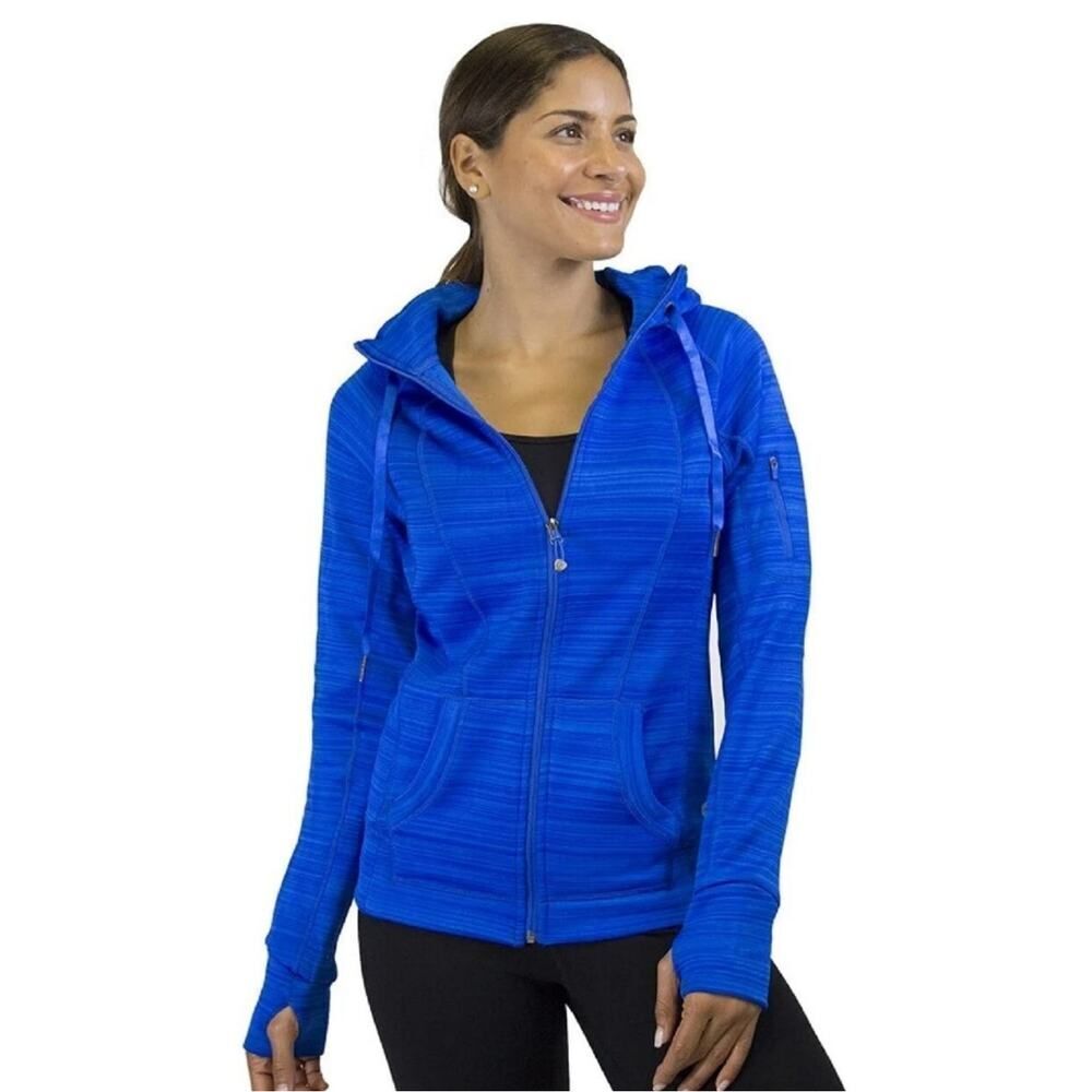 90 Degree by Reflex performance striped fleece lined hooded jacket sz S